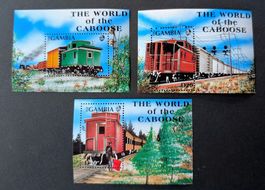 Gambia-3x Block Eisenbahnmotive **