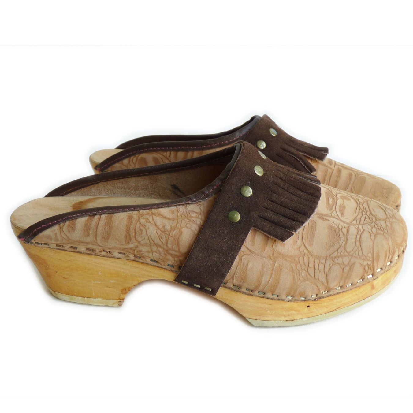 Damenschuhe: Clogs Gr. 38/39 Holzclogs Gummisohle Original VINTAGE 60s – Neu (gemäss Beschreibung) aus Brüttisellen von Buxus