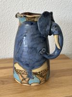 Studio Keramik Krug Vase mit Elefant signiert Unikat Top!