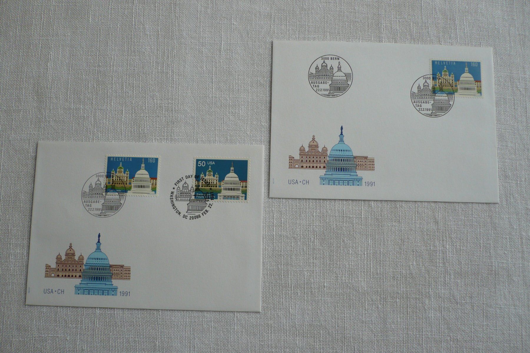 Alle Briefmarken: 1991 2 FDC CH - USA SBK 811 – Gebraucht aus Zürich von saltandpepper008