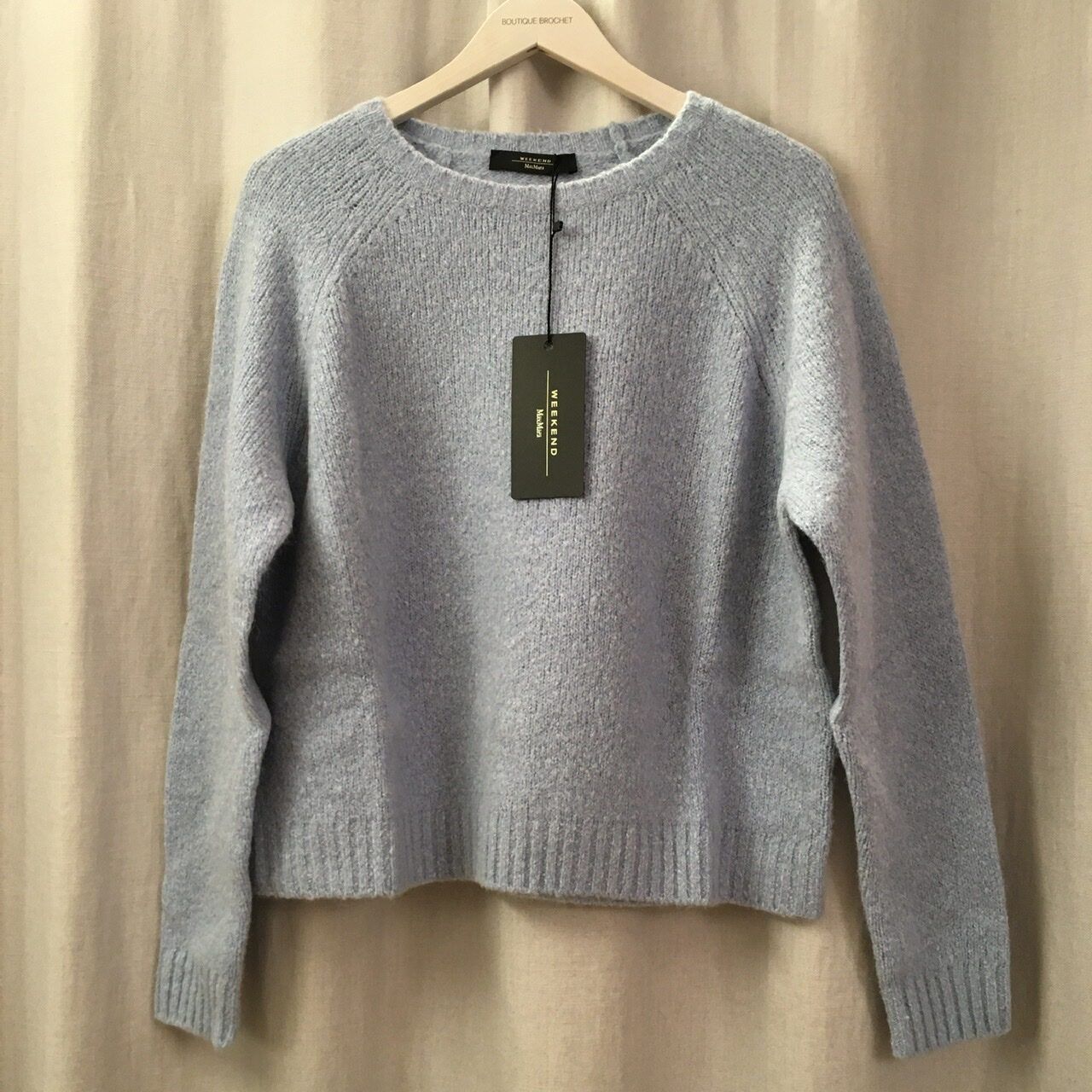 Max Mara Maglioni & Felpe: Max Mara Weekend LA Pullover GEO mit Alpaka hellblau Gr XL – Nuovo e nell'imballaggio originale da Zürich venduto da rar_b2y9