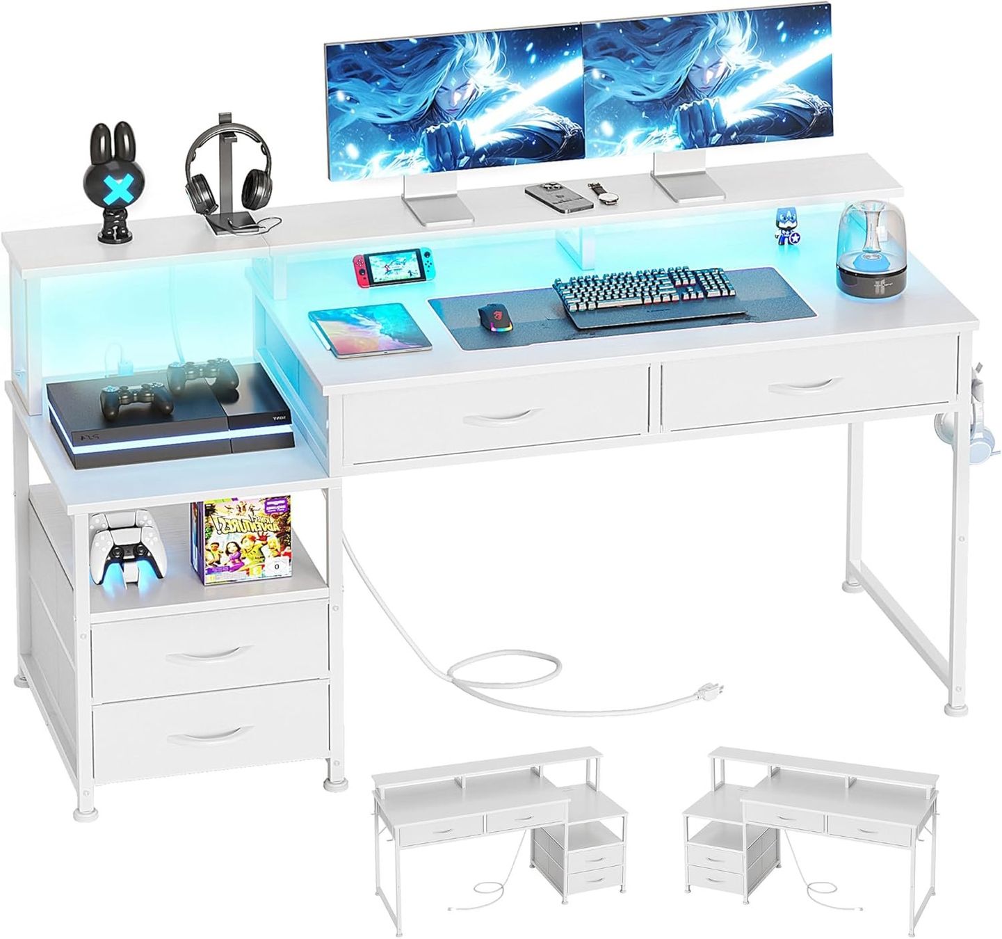 Schreibtische: Schreibtisch mit Schubladen LED Steckdose Gaming Tisch – Neu und originalverpackt aus Schaffhausen von AllesMussRaus90