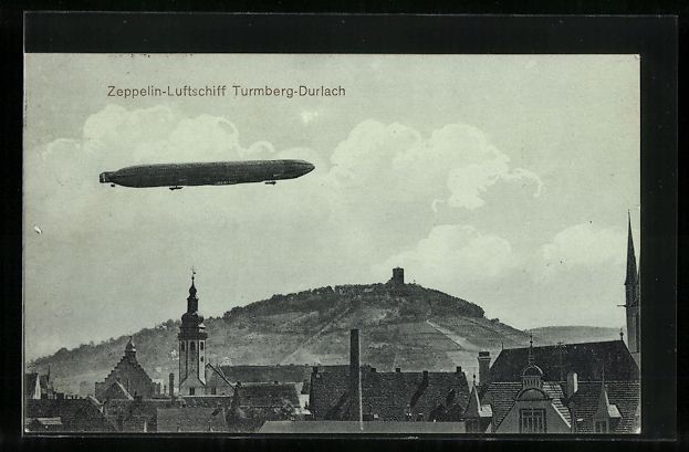 Ansichtskarten: Durlach-Turmberg, Zeppelin-Luftschiff  – Gebraucht aus Berlin von bartko-reher