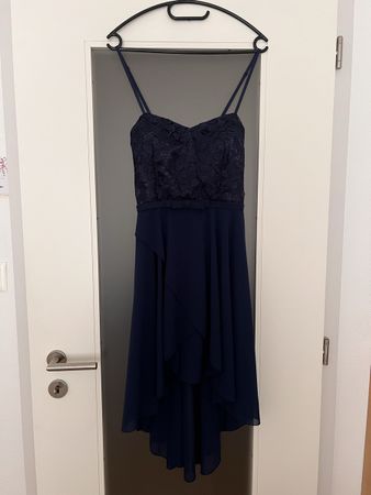 Elegantes, dunkelblaues Cocktailkleid mit Spitze 36/38