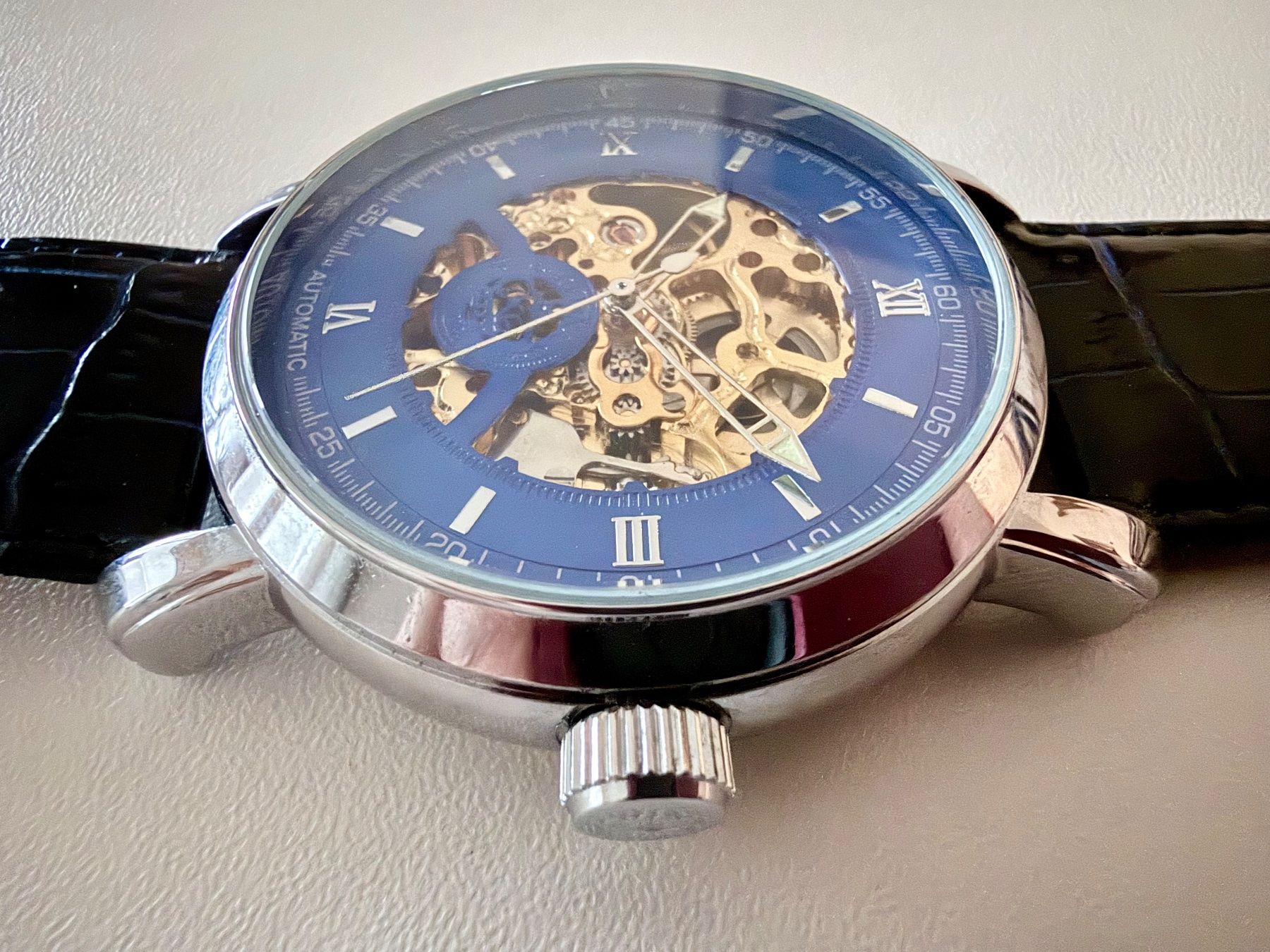 Orologi: ORKINA Automatic Skeleton 44mm - Blue dial - Dark blue strap – Nuovo (secondo la descrizione) da Le Mont-sur-Lausanne venduto da LycaGallery 4