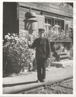 Vintage Otto Furter, Bahnhofvorstand, Graubünden, Eisenbahn