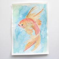 Aquarell Bild Original - Fisch - 21 x 29.5cm
