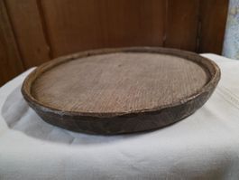 Alt Holz Teller Schale Brett Platte 33 cm