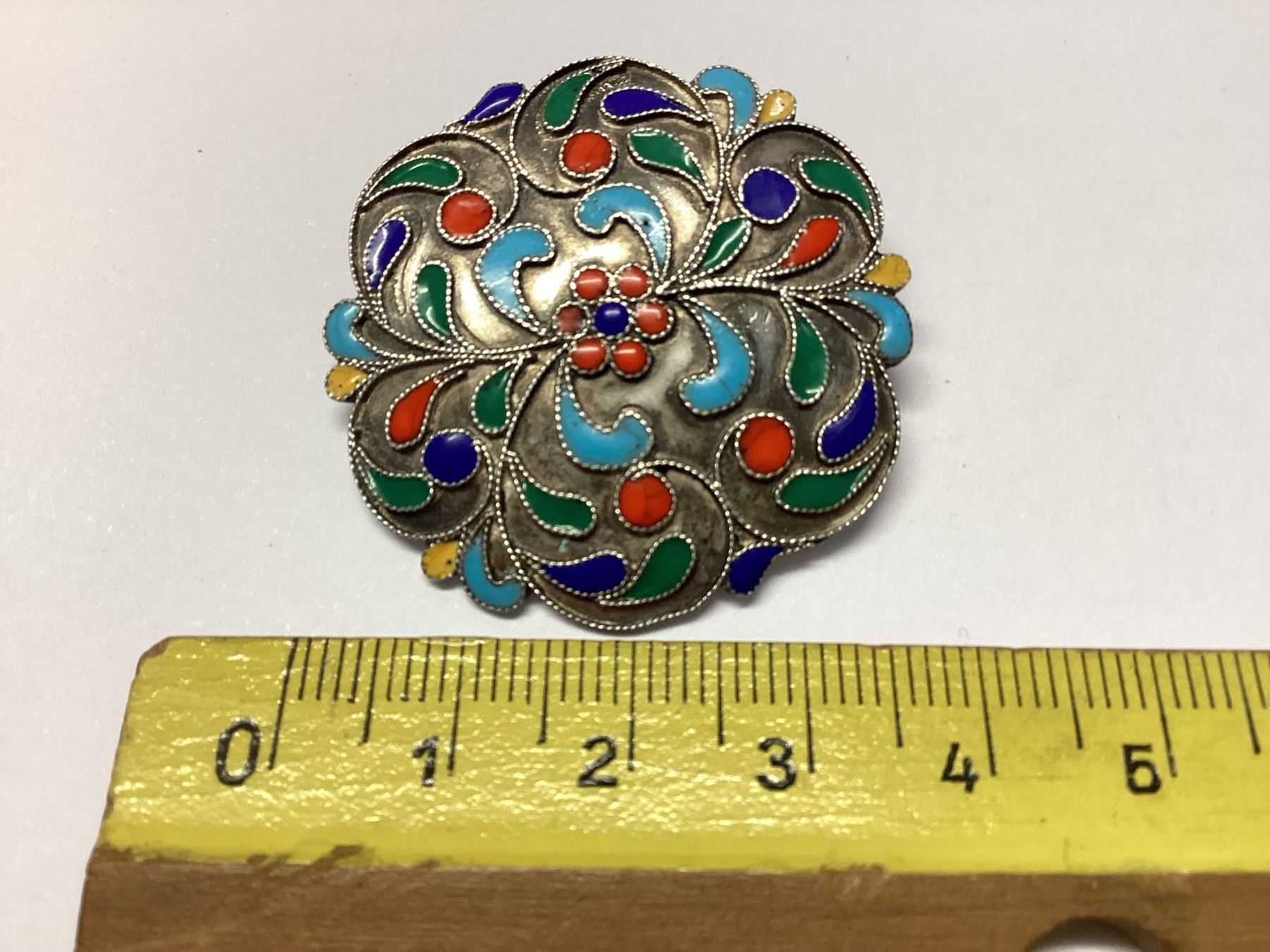 Spille & Fermagli: Vintage Silber Brosche , Cloisonné Emaille Handarbeit – Usato da Eglisau venduto da mar_5rn2 1