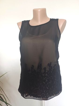 Top DIESEL neuf– Mousseline Noire & Broderies – Taille XS