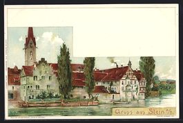 Litho Stein a. R., Gebäudepartie am Ufe