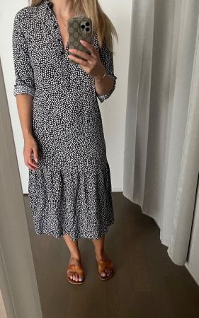 Viskose Hemd- Blusenkleid schwarz weiss Versand 9.-