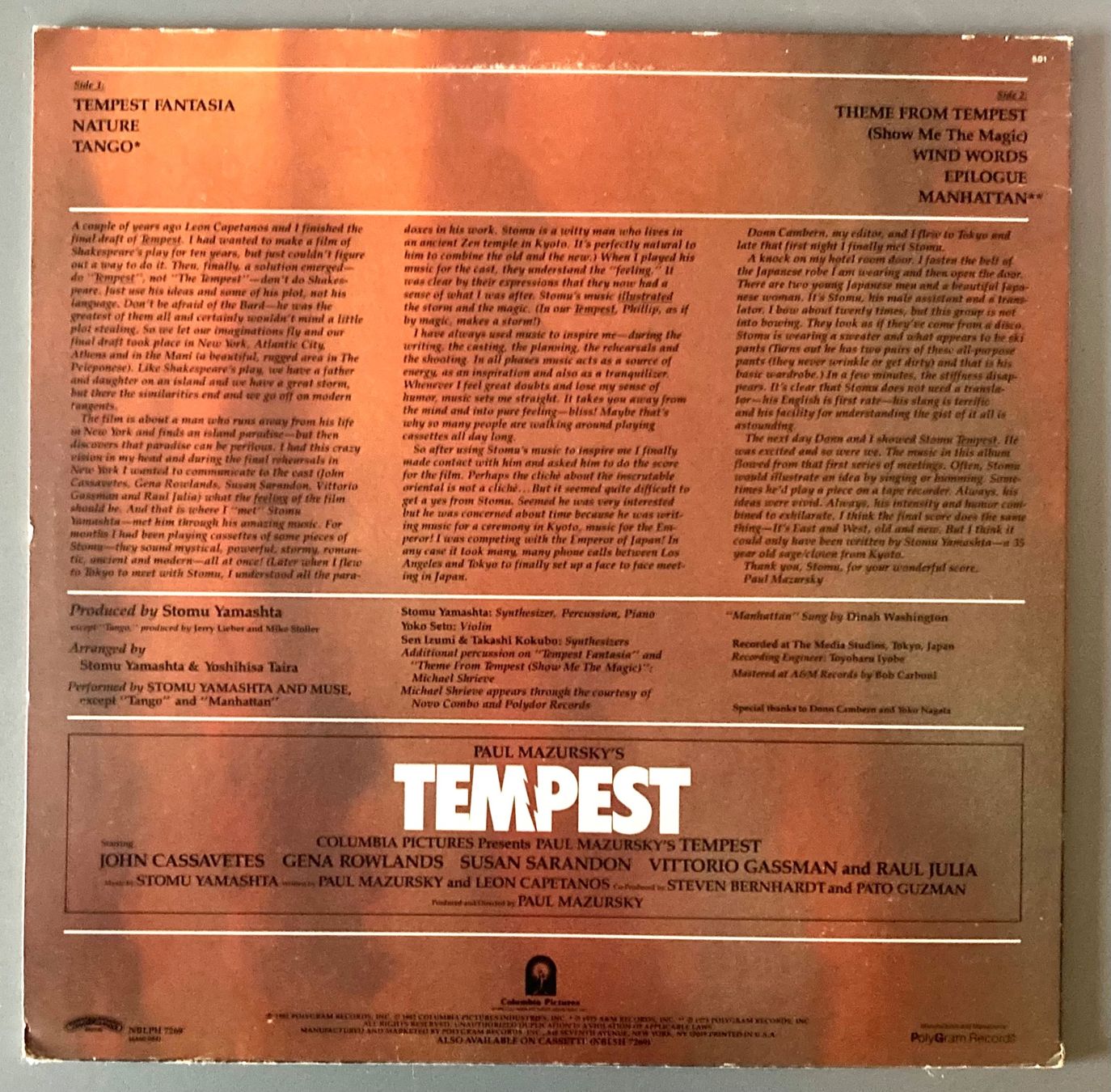 Dischi in vinile: MUSIQUE DE FILM - TEMPEST – Usato da Poliez-Pittet venduto da Newtown-Records 1