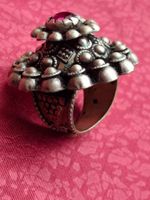 Antiker afghanischer Kuchi Ring aus Silber m. Glasstein 14Gr