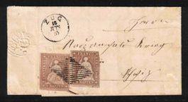 1855, Strubel Brief mit 2 x Nr.22B, "Zug 16.JUN.55"
