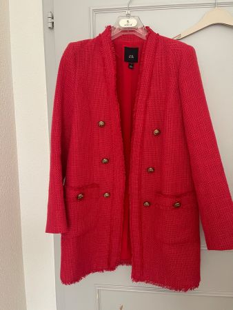 River Island Mantel, rot, ungetragen, Gr. 10