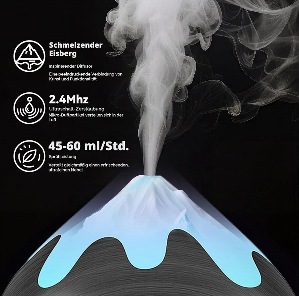 Duftöldiffusoren: Aroma Diffuser, 500ml Ulraschall schwarz schönes Design – Neu und originalverpackt aus Basel von Seifehuesli 4