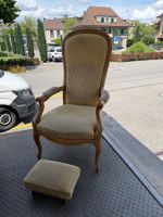 Sessel mit Hocker Stoff gemustert