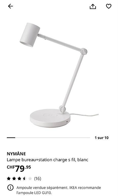 Lampade: Lampe de bureau IKEA et station de charge  – Usato da Prilly venduto da cyb_qs5z 3