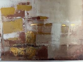 Moderne abstrakte Leinwand 100×100 cm – elegante Gold- und E