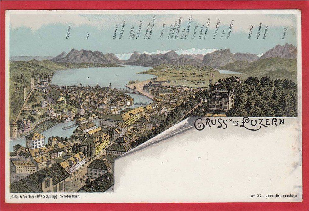 Cartoline postali: LUZERN, SCHLUMPF LITHO – Usato da Grüningen venduto da Kartenlaube