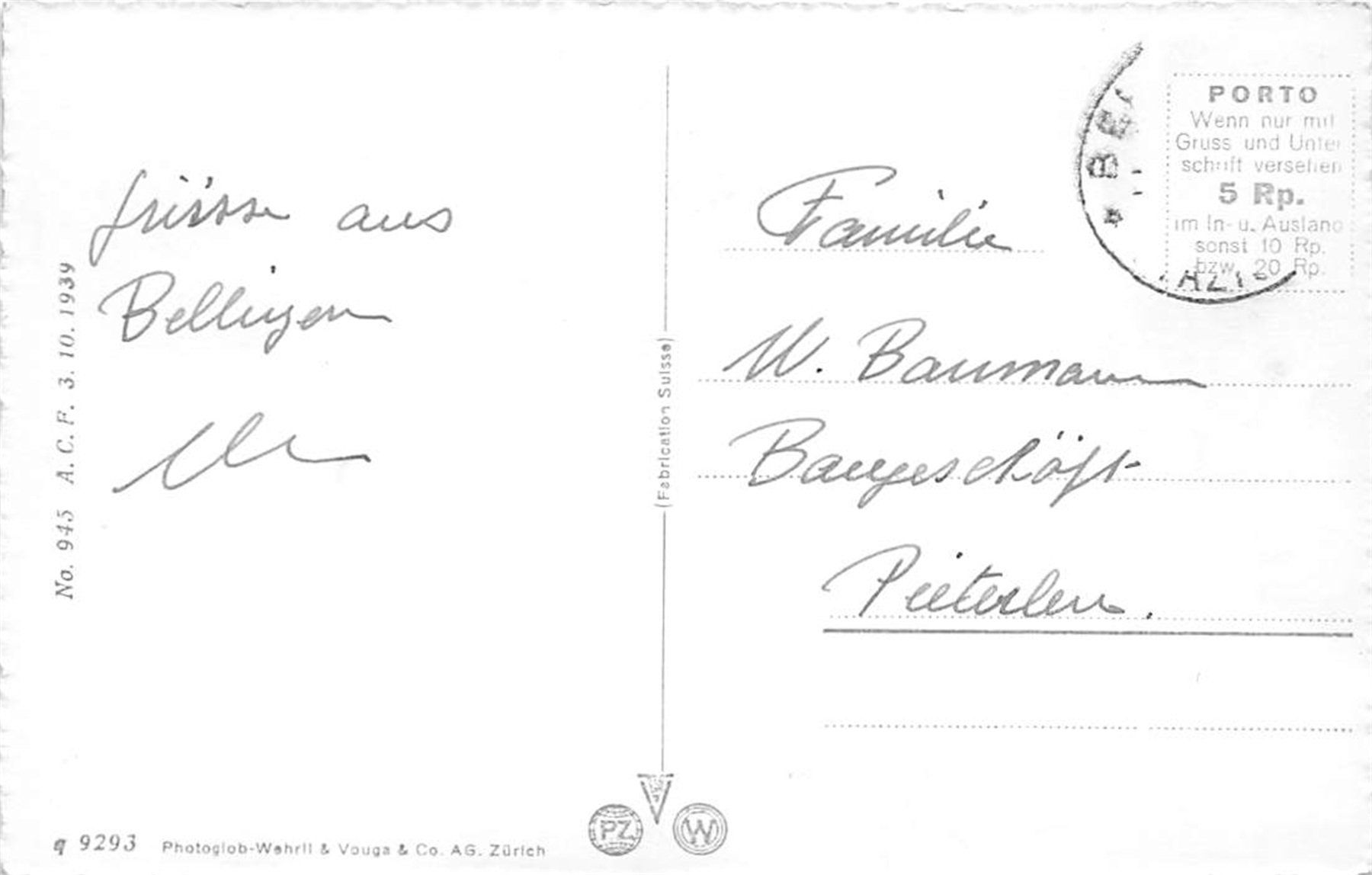 Cartoline postali: Bellinzona – Usato da Ottikon b.Kemptth. venduto da Neptun1974 1