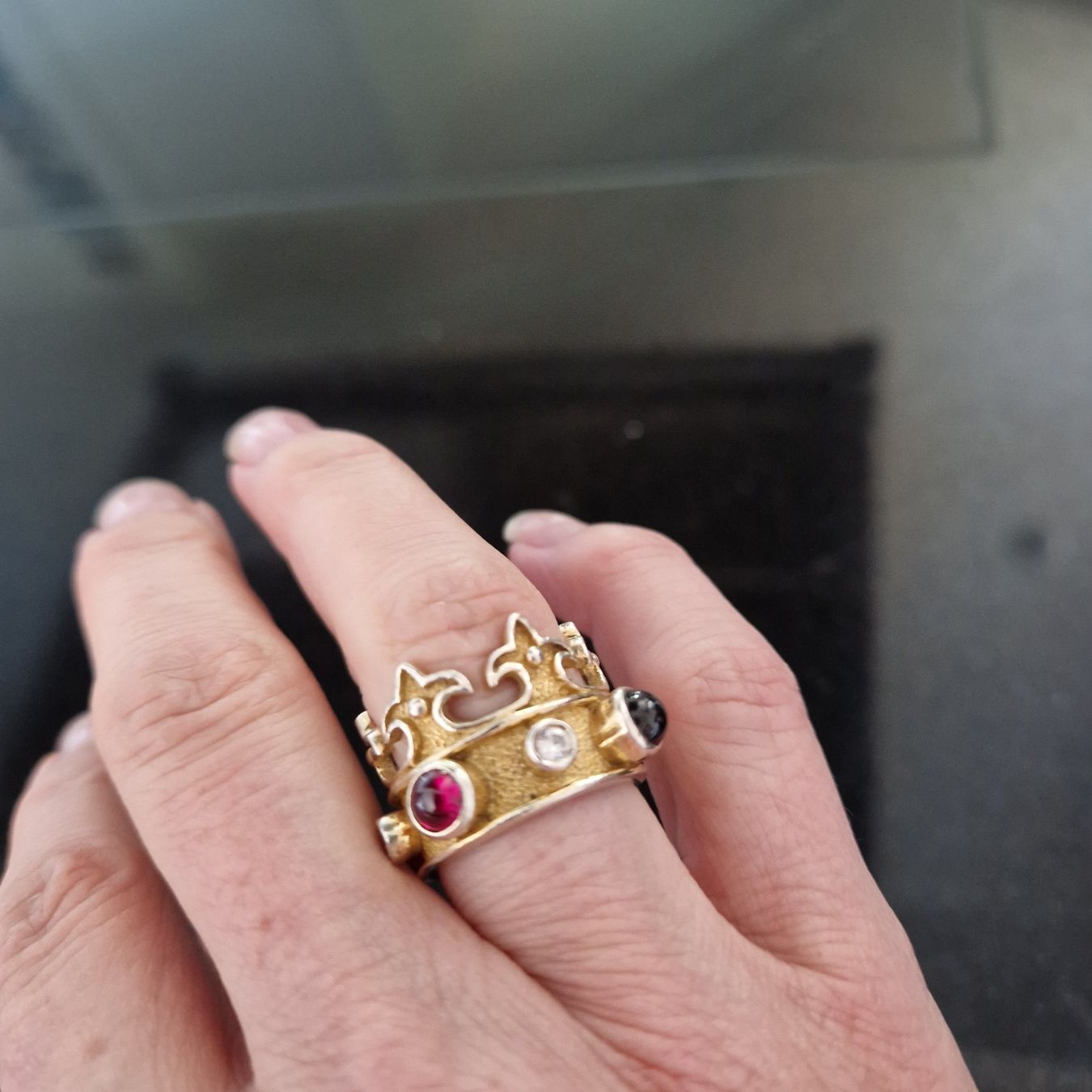 Anelli: Kronen-Ring, 925 vergoldet, vintage – Usato da Gränichen venduto da sunchi07