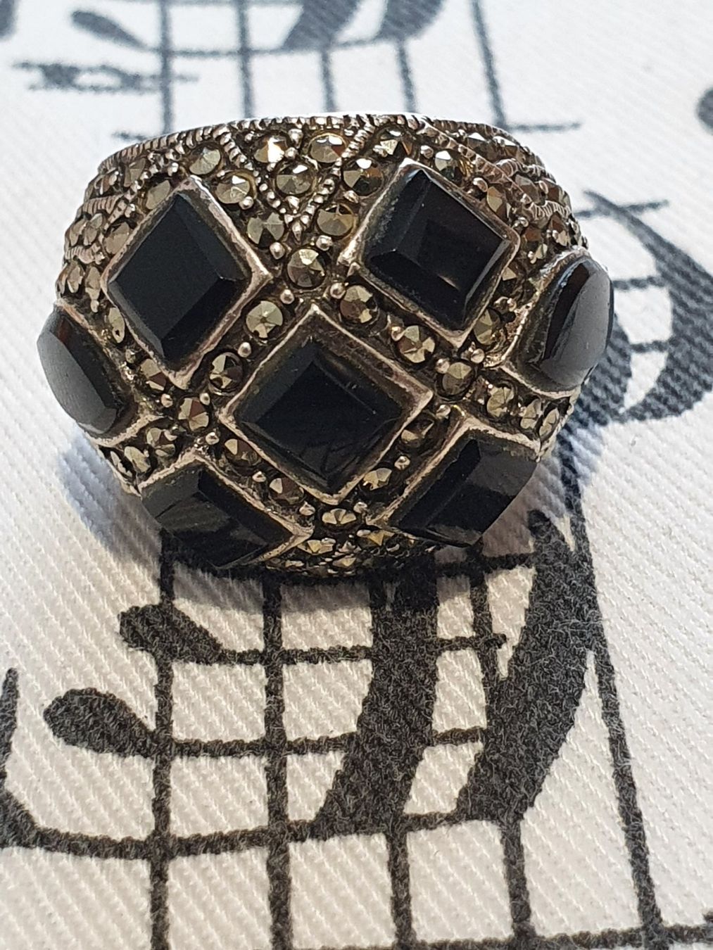 Ringe: Vintage, opulenter 925er Silber Markasiten/Onyx Ring – Gebraucht aus Wohlen AG von palmsprings 9