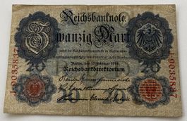 20 Mark Noten Reichsdruckerei Berlin 1914 Deutschland