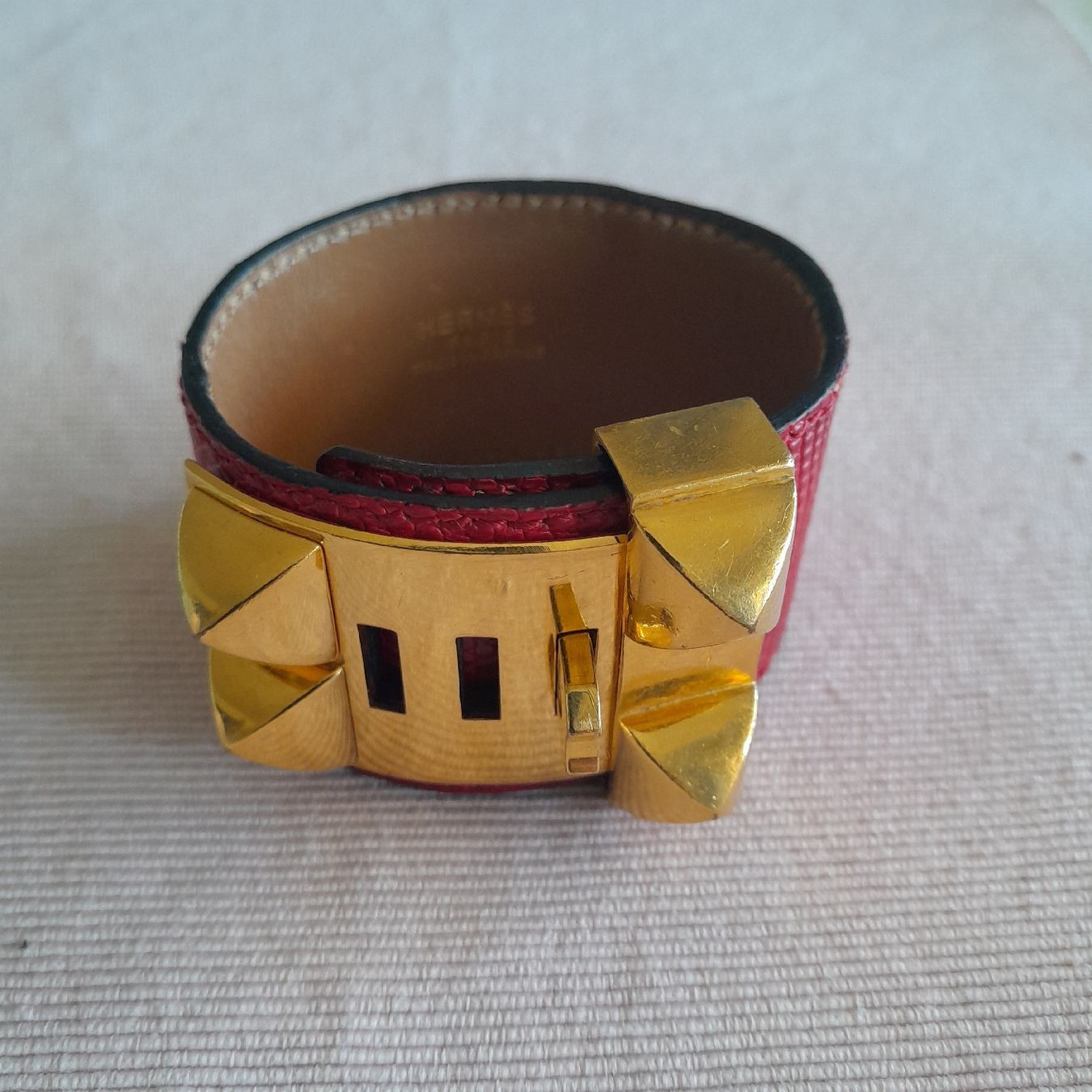 Hermès Bracciali & Braccialetti: Hermes Armband, Collier de chien, Eidechsenleder, rot – Difettoso da Knutwil venduto da Kompex 1