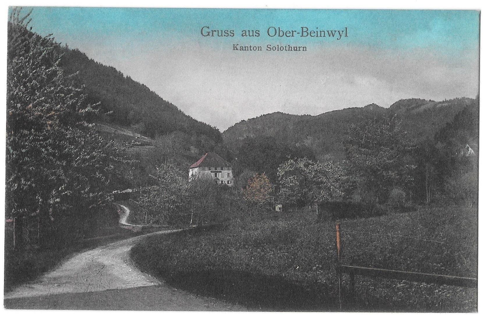 Cartoline postali: Ober-Beinwil colorierte Teilansicht – Usato da Olten venduto da clotaldi