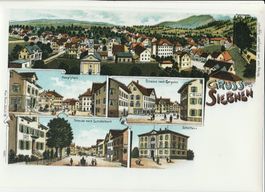 Gruss aus Siebnen, (SZ) -  (Top Lithoansicht um 1900)