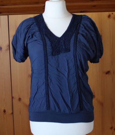 Kurzarm Bluse dunkelblau Gr. L