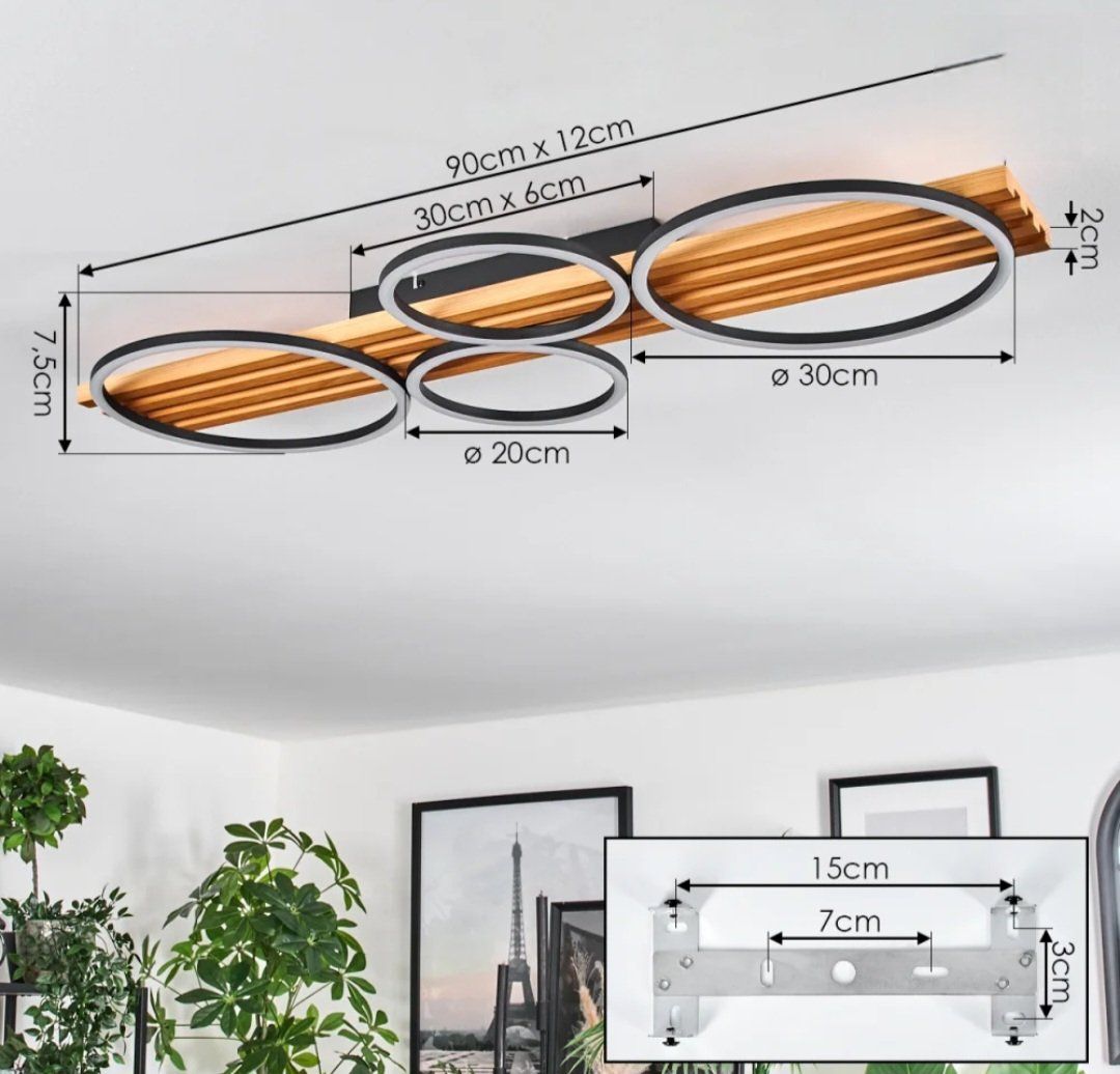 Lampadari & plafoniere: LED Deckenlampe Holzoptik 1-flammig, dimmbar – Nuovo e nell'imballaggio originale da Unterkulm venduto da Sani78 4