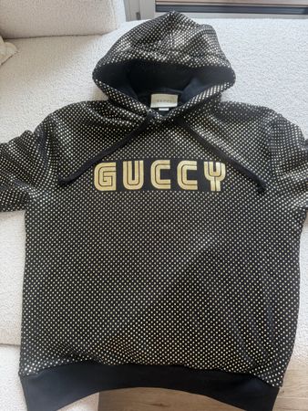 Guccy Hoodie, Gold Punkte, Schwarz, Grösse M - Top!