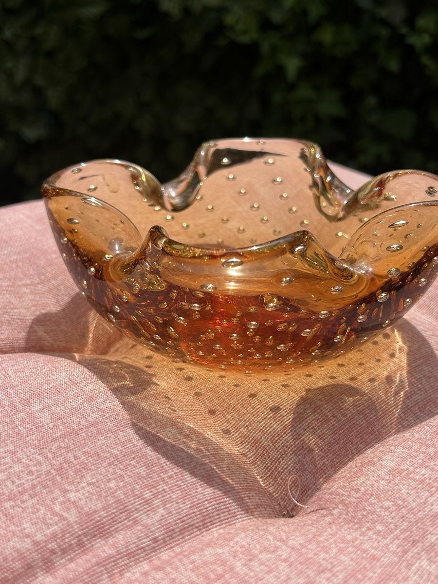 Murano Coupes: Murano-Süßigkeitenhalter aus Bernsteinglas – D'occasion à Losone par del_yh97 4