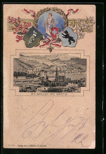Cartes postales: Präge-Lithographie St. Gallen, Ortsansi – D'occasion à Berlin par bartko-reher