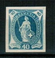 4106B) Stehende Helvetia 40Rp. Farbbrobe ungezähnt