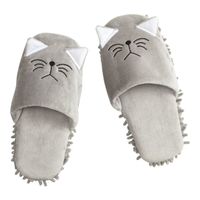🐱 Putzpantoffeln Katze grau Mopp Hausschuhe Slipper NEU 🧽