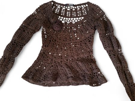 y2k Feinstrick-Pullover mit Spitze