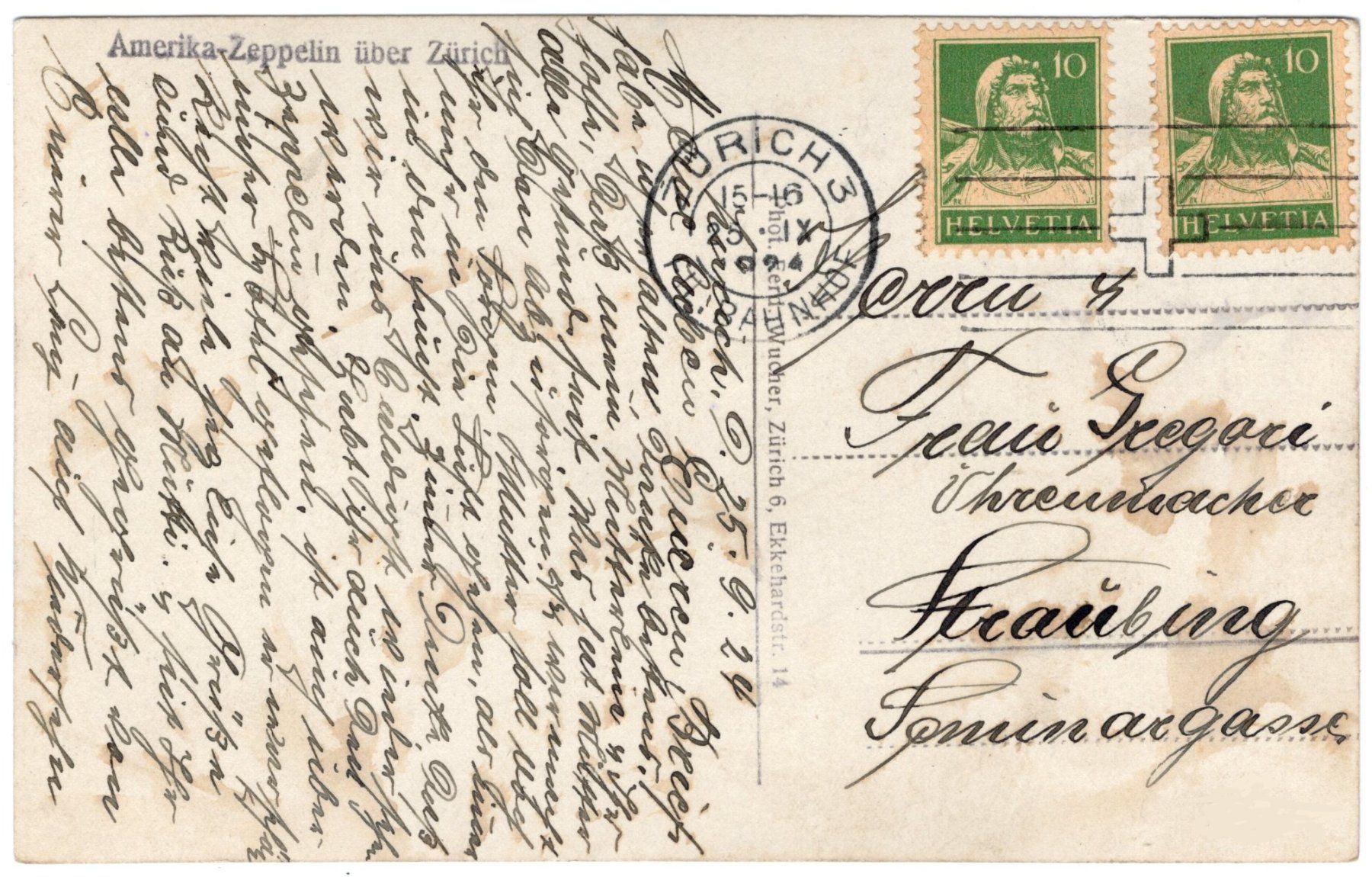 Cartoline postali: Amerika-Zeppelin über Zürich – Usato da Eglisau venduto da Chperfins 1