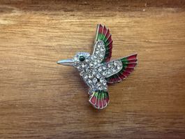 Kolibri‑Brosche – funkelnde Brosche mit klaren Steinen