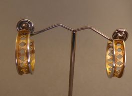 Grosse Ohr Stecker / Kreolen 925 Silber teilvergoldet