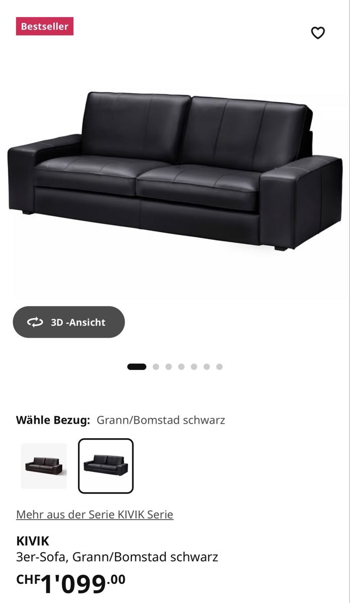 Divani: Ikea KIVIK Ledersofa 3er Sitz – Usato da Langenthal venduto da E.Mersin 2