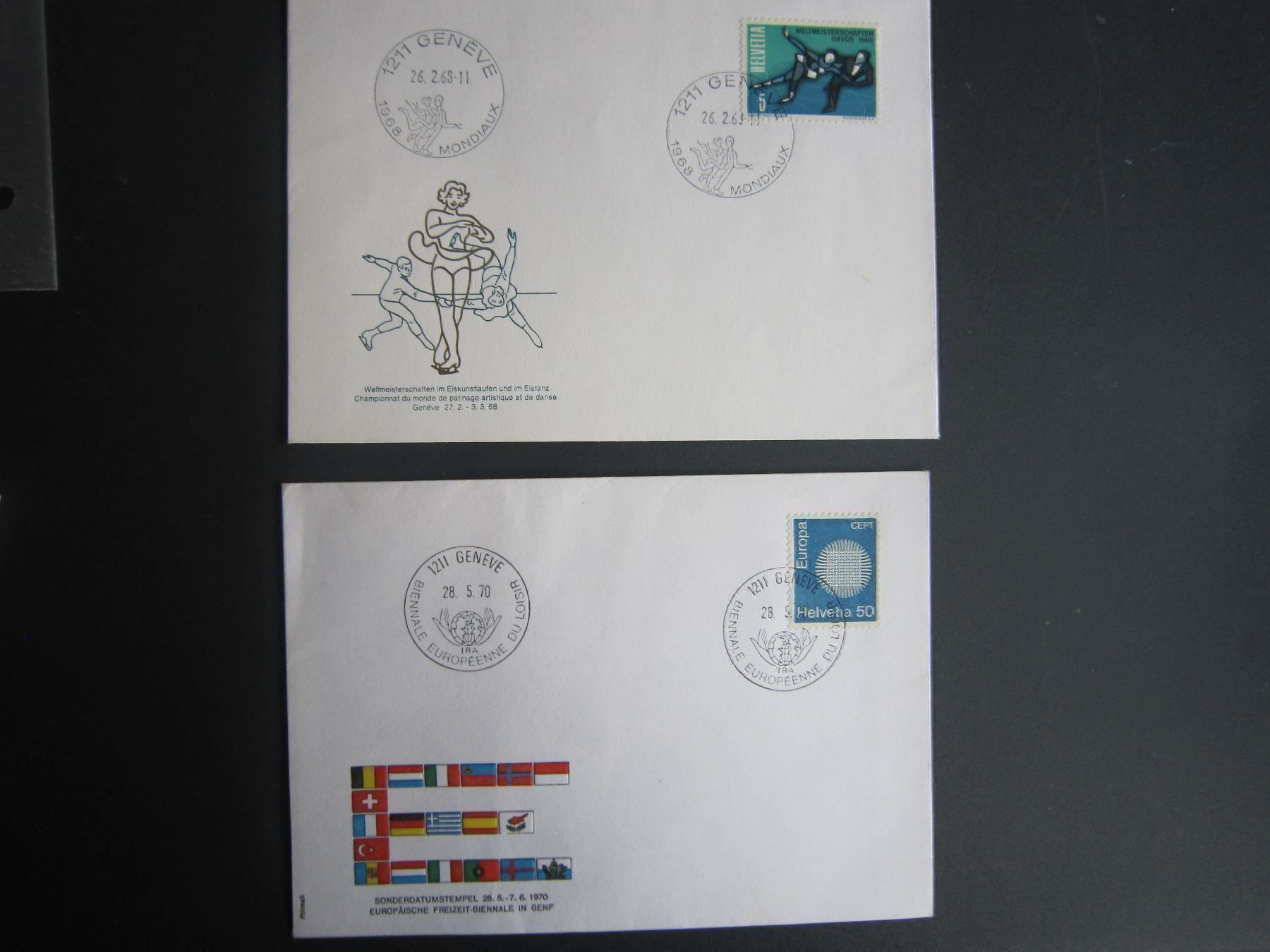 Alle Briefmarken: DEUX FDC SPECIAUX 1968 et 1970 – Gebraucht aus Grand-Lancy von Jc42