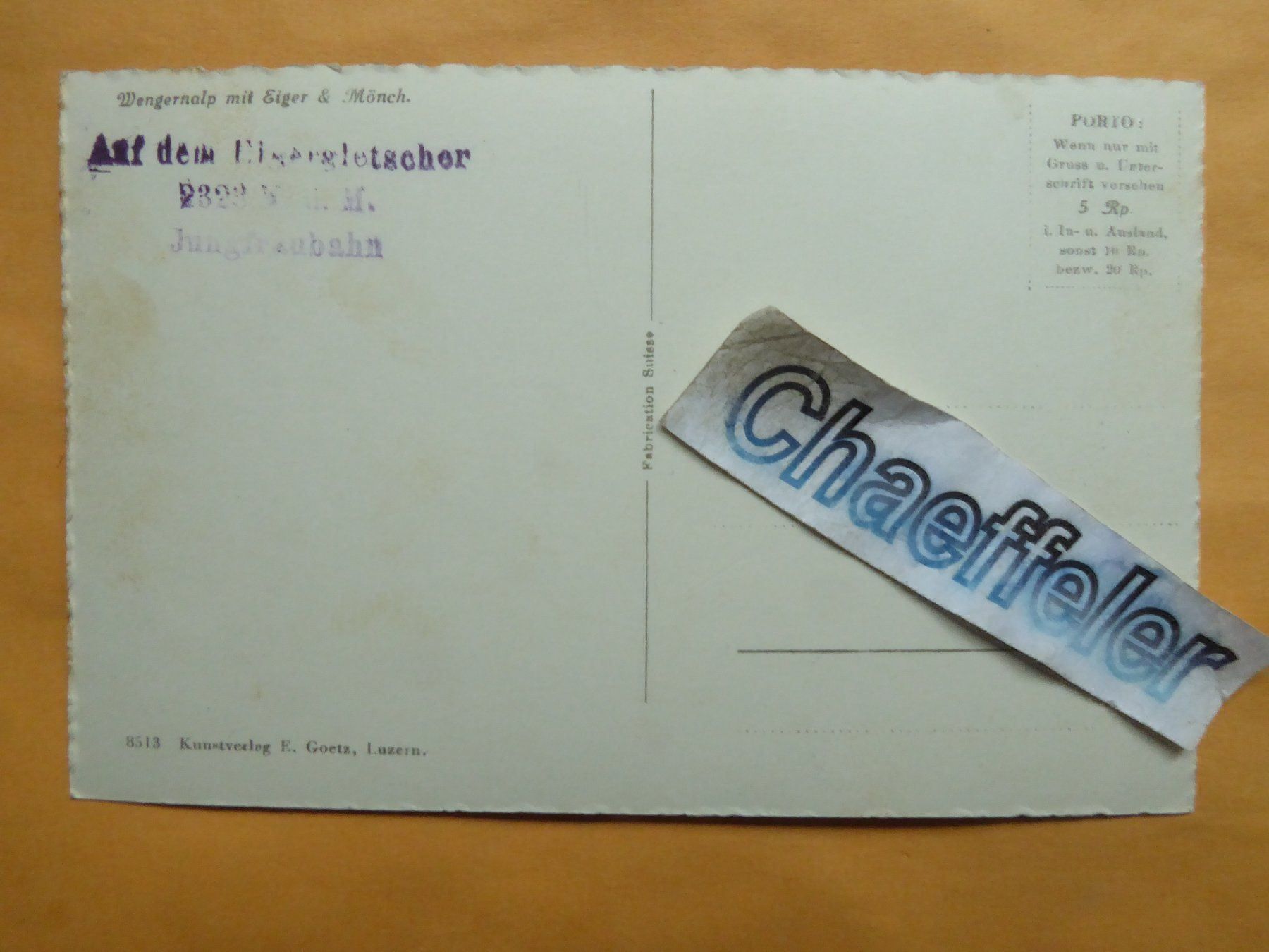 Cartes postales: Wengeneralp mit Eiger & Mönch – D'occasion à Zürich par Chaeffeler 1
