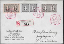 1943 R/Brief o ZH Jubil. Ausgaben spezielle Frankatur ab 1.-