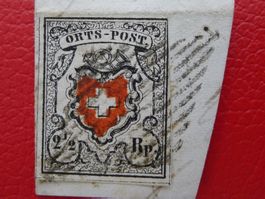 ORTS-POST (13I, T.31) farbfrisch, sauber +Briefstück +Attest