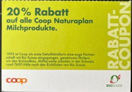 Coop 20% Rabatt Bio Naturaplan Milchprodukte gültig bis Dez.