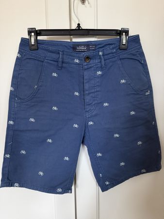 Topman Blue Chino Shorts with Bike Print - Summer Ready!